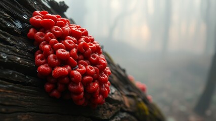 Vibrant Berries Against a Mossy Tree Bark