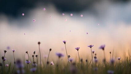 Serene Flower Field at Dawn