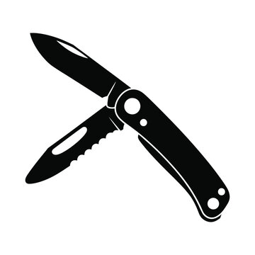 black pocket knife open clip art preview