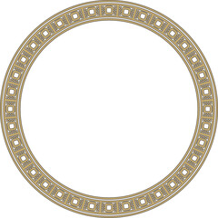 Vector gold with black round Egyptian ornament. Circle, frame, ring of ancient Egypt.Pattern of lotus flowers and sun
