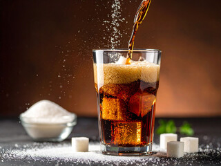 verre de boisson aromatisée et sucre