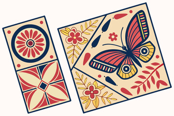 Obraz premium Seamless Decorative Pattern Design Featuring Repeating Geometric and Abstract Elements in a Modern Aesthetic Style