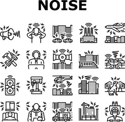 noise pollution icons set vector