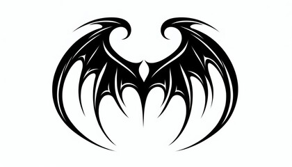 Stylized Black Bat Wings Graphic Design