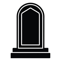 Simple black silhouette of an arched tombstone with a base