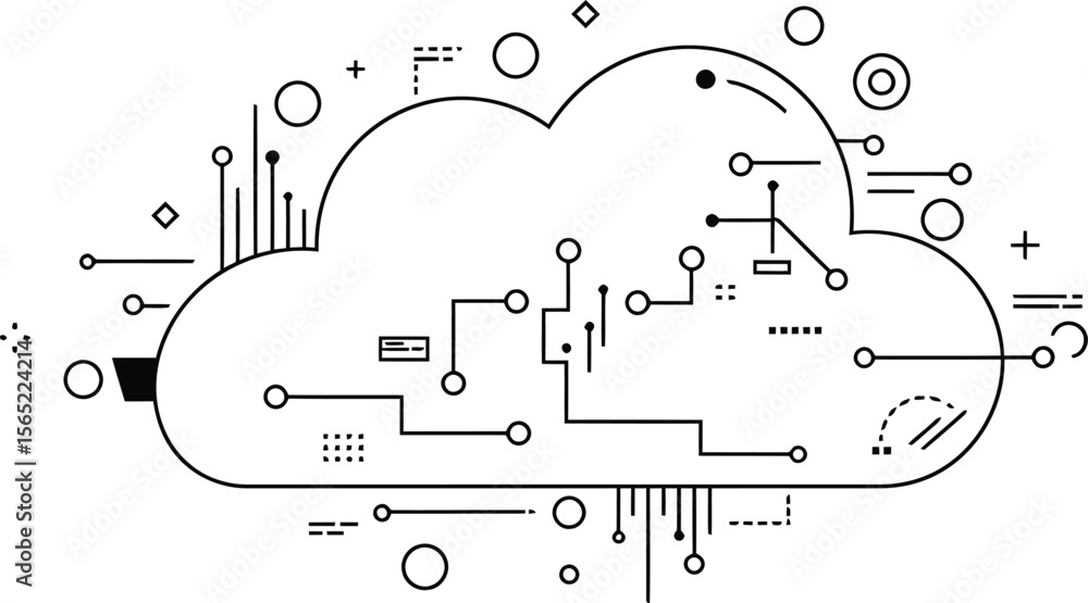 Poster minimalist cloud computing vector