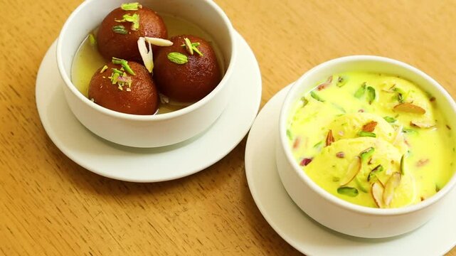 Ras malai an indian dessert garnished with dry fruits 
