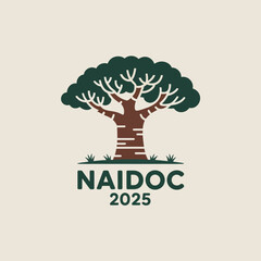 Obraz premium Naidoc 2025 sunset landscape with bold lines for indigenous pride and unity celebration badge 