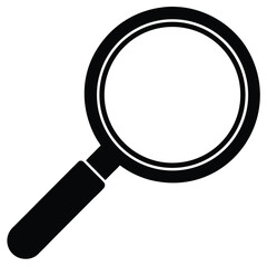 Simple black silhouette of a magnifying glass isolated on a white background
