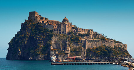 Landmark of Aragonese Castle on Ischia island