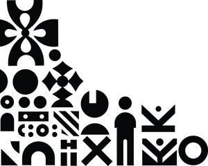 Illustration of Minimalist vector design of cultural diversity celebration by a world-class graphic designer. black and white,  no text, minimalist, abstract, clean w