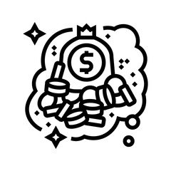 financial freedom dream line icon vector illustration