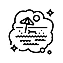 Naklejka premium living by beach dream line icon vector illustration