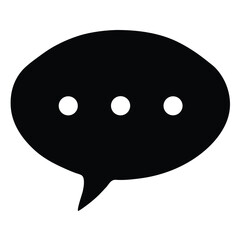 Black speech bubble icon with three white dots representing conversation or typing