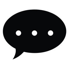 Black speech bubble icon with three white dots representing conversation or typing