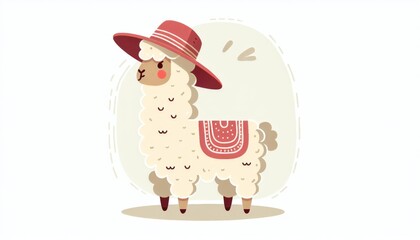Angry Llama Wearing a Red Hat