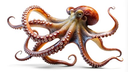 Fototapeta premium A stunning, detailed closeup of a vibrant octopus on a clean white background