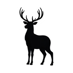 Obraz premium Black silhouette of a majestic deer with antlers vector graphic design art