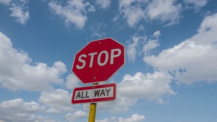 Stop Sign Against a Cloudy Sky