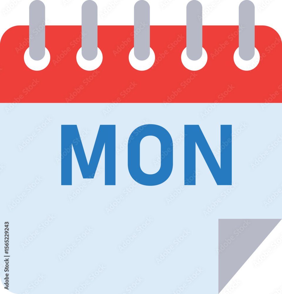 Poster simple vector illustration of a calendar displaying monday in blue text