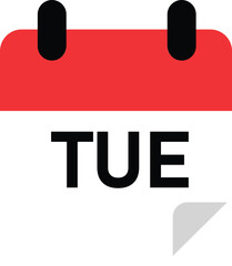 Tuesday calendar icon representing date and planning in clean style