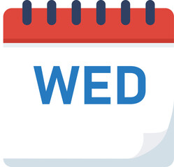 Fototapeta premium Wednesday calendar icon illustrative design flat style weekly time day schedule