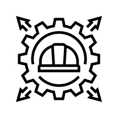 workforce increase industrial zone line icon vector illustration
