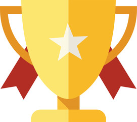 Gold trophy award icon with star for winning and successful achievements