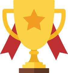 Golden trophy with star and red ribbon representing achievement and reward