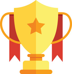 Golden trophy with star and ribbons representing achievement and success