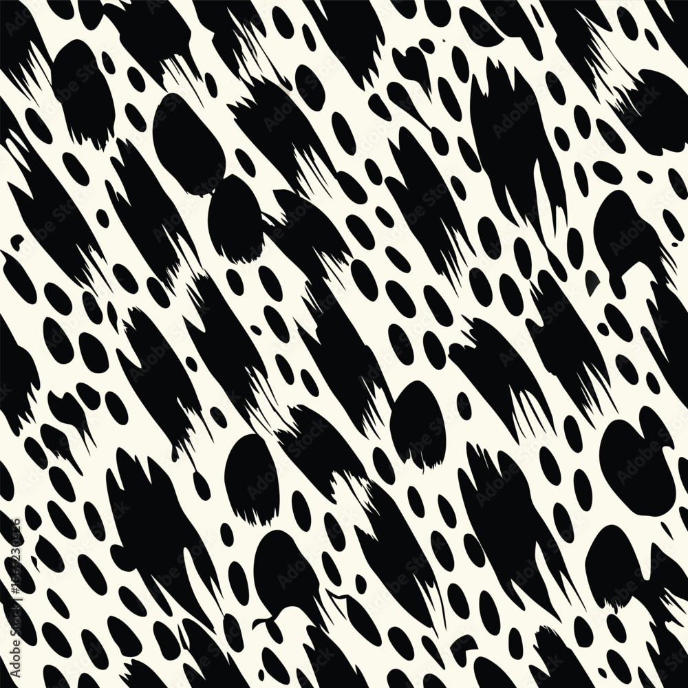 Poster abstract vector pattern featuring dynamic brush strokes and scattered dots suitable for backgrounds 