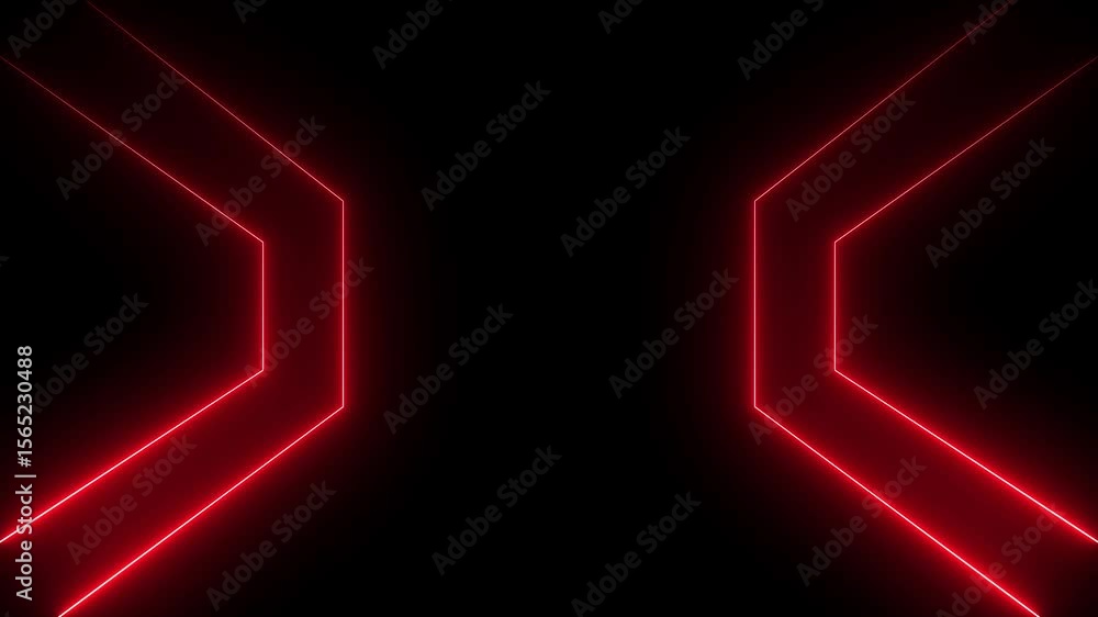 Poster neon glowing line seamless animation on black background abstract neon red rays and glowing lines an