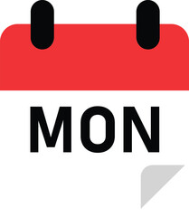 Monday calendar icon featuring red and black bold typography