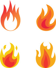 Simple and vibrant illustrations of fire flames on a white background