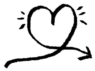 Heart love doodle grunge arrow vector. Hand drawn heart icon.