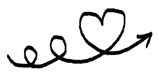 Heart love doodle grunge arrow vector. Hand drawn heart icon.