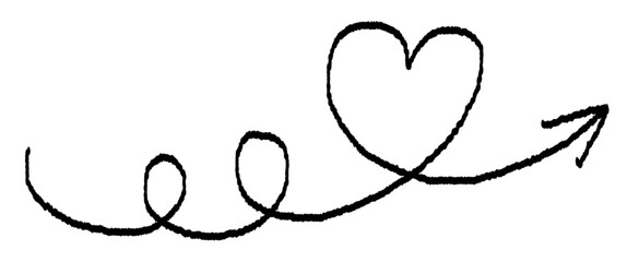 Heart love doodle grunge arrow vector. Hand drawn heart icon.
