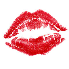 Red Lipstick Kiss Stencil on Transparent Background – Realistic Lip Print Clipart for Beauty,...
