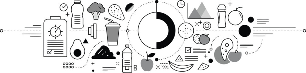 Obraz premium Minimalist Nutrition Planning Vector