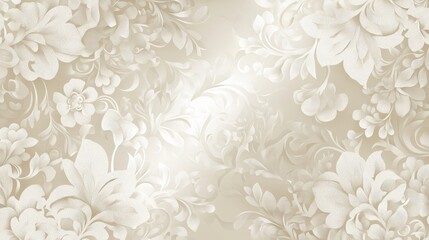 Elegant floral damask pattern in cream and beige tones.