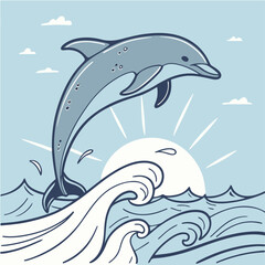 Vector illustration of dolphins 
