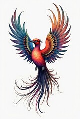 Vector illustration of a bird flying in abstract colors. T-shirt design illustration. AI generated.