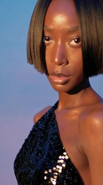 4K Close-Up Video of an African Model Looking Directly Into the Camera
