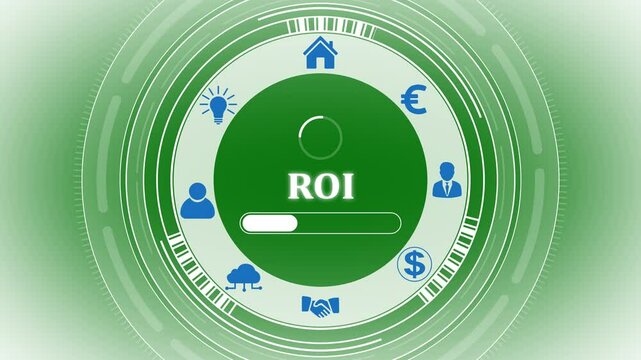 A Return on Investment button on a clear projection ,Business, Technology and network concept. Digital technology background