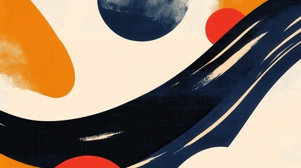 Abstract design with organic shapes and bold colors.
