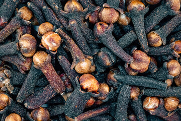 Close-up macro of dry cloves – top view