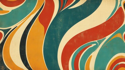 Vibrant swirling patterns in vintage colors.