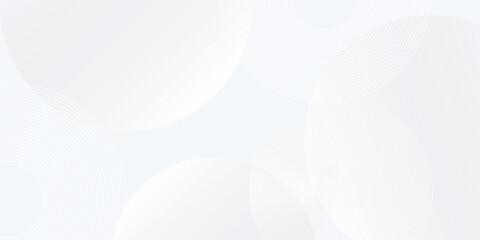 Vector white background with white circle lines. Digital future technology concept background