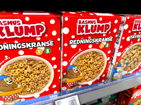  Rasmus Klump cereal in red box