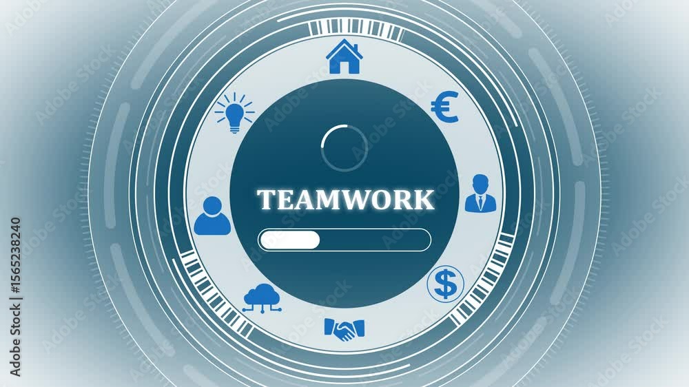 Poster a business teamwork concept button on a clear projection ,business, technology and network concept. 